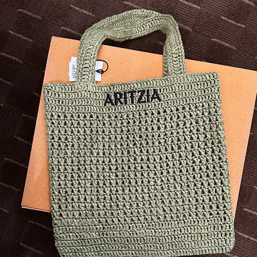 Aritzia Olive Crochet Tote Bag